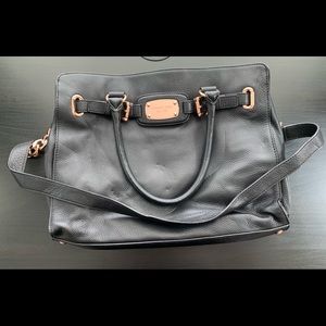 Michael Kors bag- black leather with rose gold